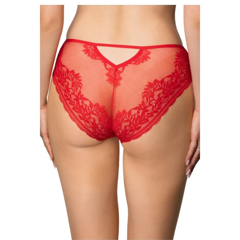 culotte dentelle rouge floral élégante sexy féminine résille transparente confortable ajustée discrète bijou doré romantique sophistiquée quotidienne