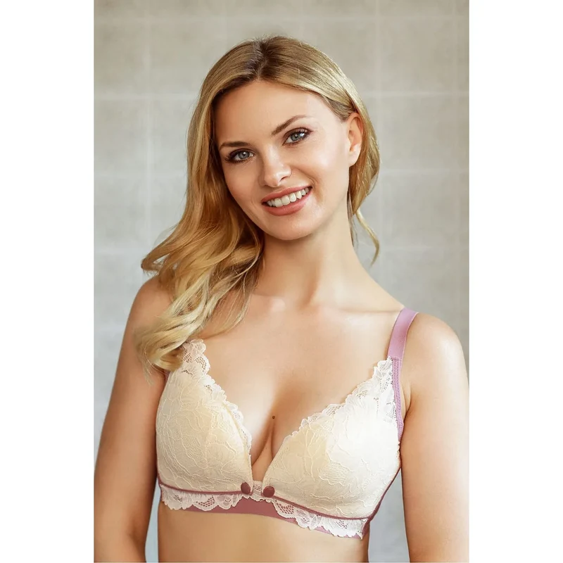brassière allaitement dentelle florale romantique confortable douce peau sensible respirante fermeture avant pratique bralette décolleté plongeant bretelles larges ajustables soutien