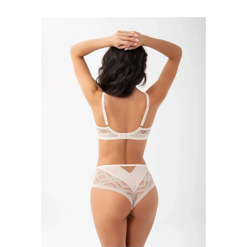Gorsenia lingerie ensemble soutiengorge armatures bretelles ajustables culottes brésiliennes dentelle géométrique élasthanne ivoire confort maintien sophistiqué raffiné discret quotidien intime