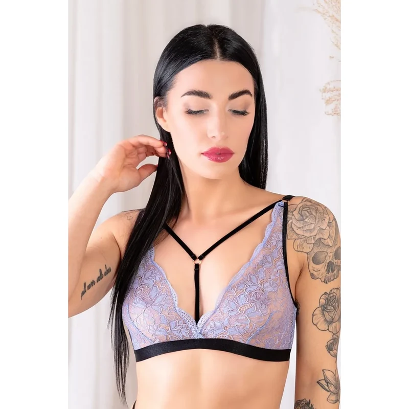Soutien-gorge dentelle Barbara Lingerie style bralette sans armature couleur lilas ajustables confort sexy lingerie intime