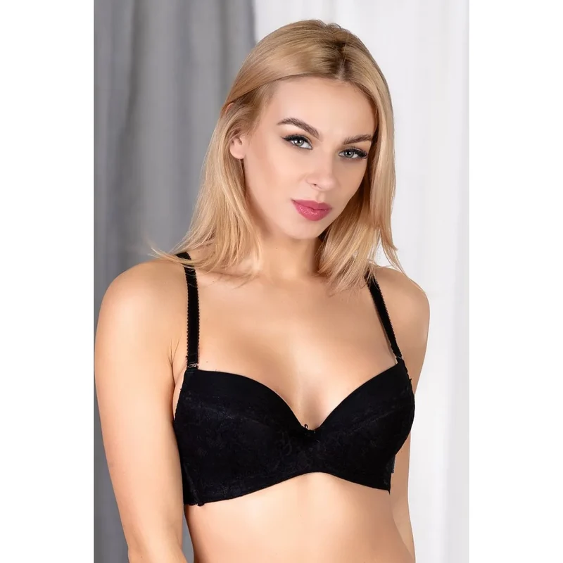 Soutien-gorge push-up en dentelle noire Barbara Lingerie 208128 armatures invisibles confort tout la journée lingerie élégante sexy