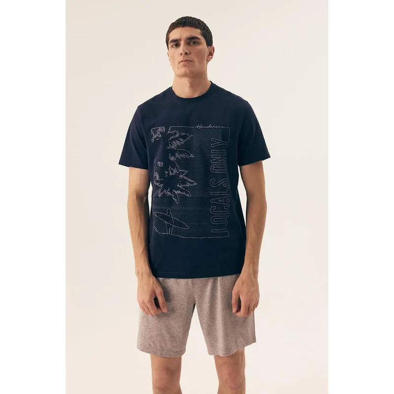 Pyjama homme élégant Henderson 208072 confort sommeil nuits chaudes élastique doux T-shirt court design