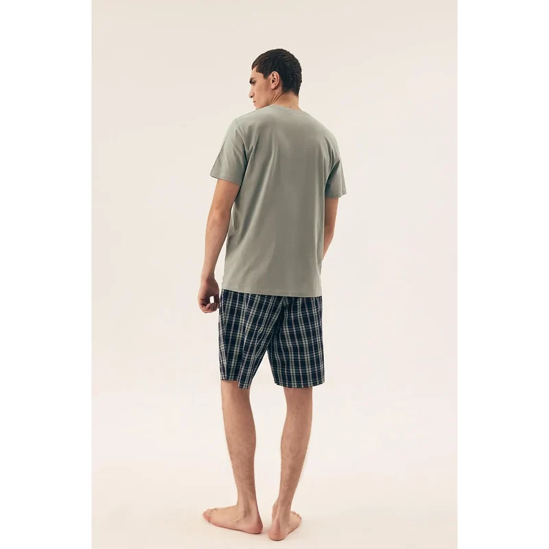 pyjama homme Henderson 208067 confort doux tissu respirant léger col rond poche poitrine shorts imprimé moderne élégant décontracté