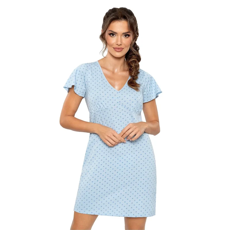 Chemise de nuit model 207584 Donna robe légère coton respirant design décolleté V manches courtes silhouette A