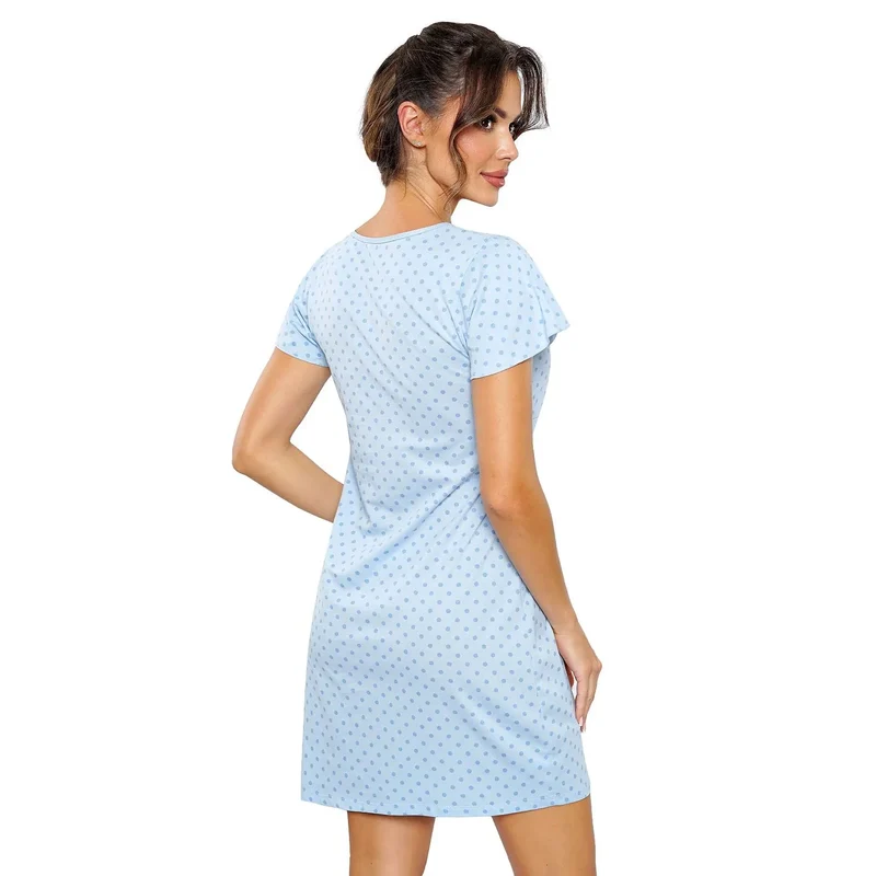 Chemise de nuit model 207584 Donna robe légère coton respirant design décolleté V manches courtes silhouette A