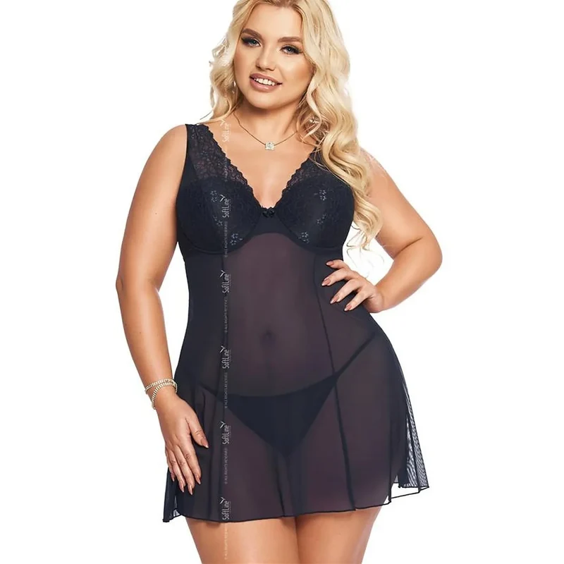 L'ensemble sexy model 206925 Soft Line Collection lingerie sexy babydoll dentelle maille transparente silicone medical grade femmes confortable elegance seduction
