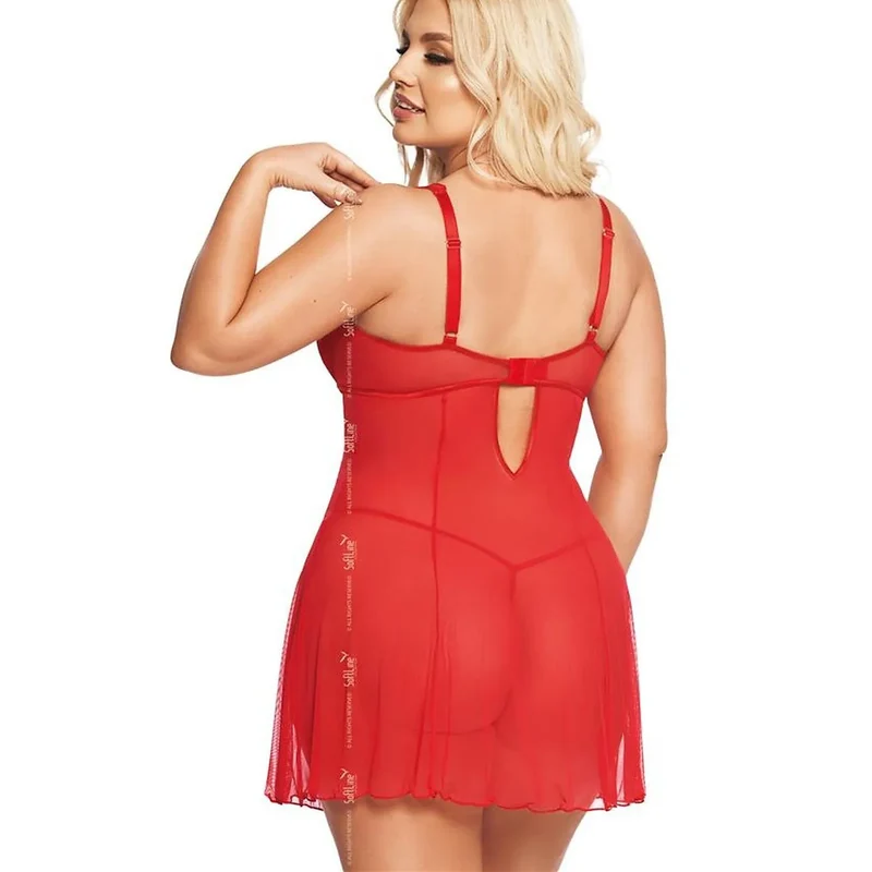 L'ensemble sexy model 206924 Soft Line Collection nuisette dentelle string rouge intime confort sensualité
