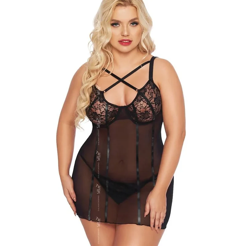 Nuisette sexy en dentelle floral ajustée bretelles croisées maille fine transparente support léger occasions intimes élégance sensualité