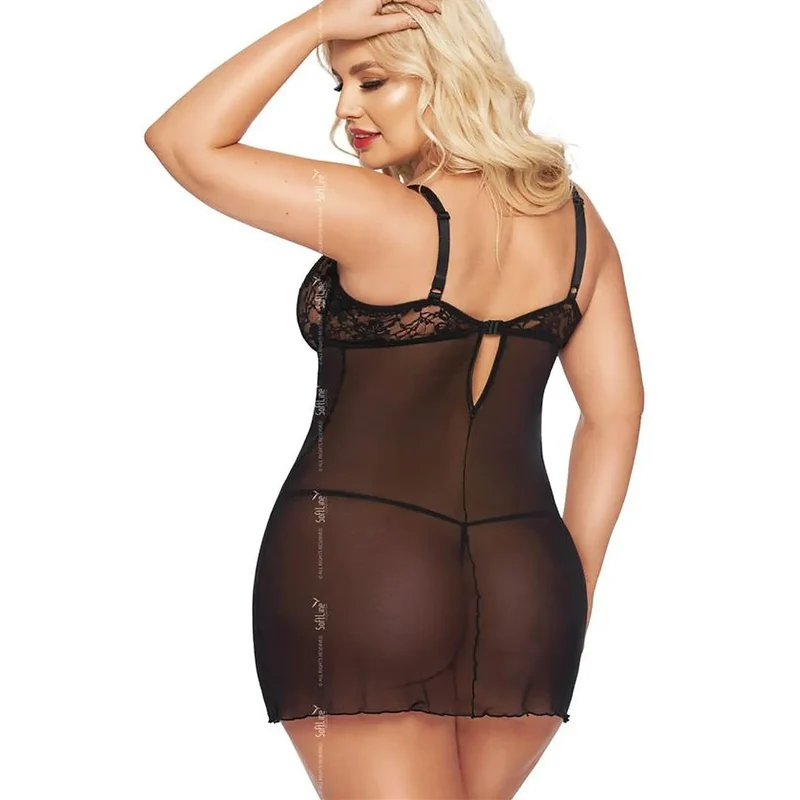 Nuisette sexy en dentelle floral ajustée bretelles croisées maille fine transparente support léger occasions intimes élégance sensualité