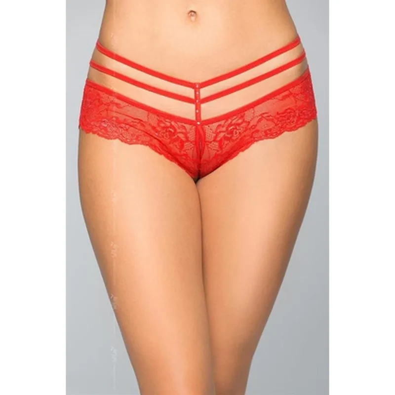 string dentelle rouge passion floral délicat triple lanières élastiques transparent léger nylon polyester élasthanne confortable ajustable sexy sensuel élégant