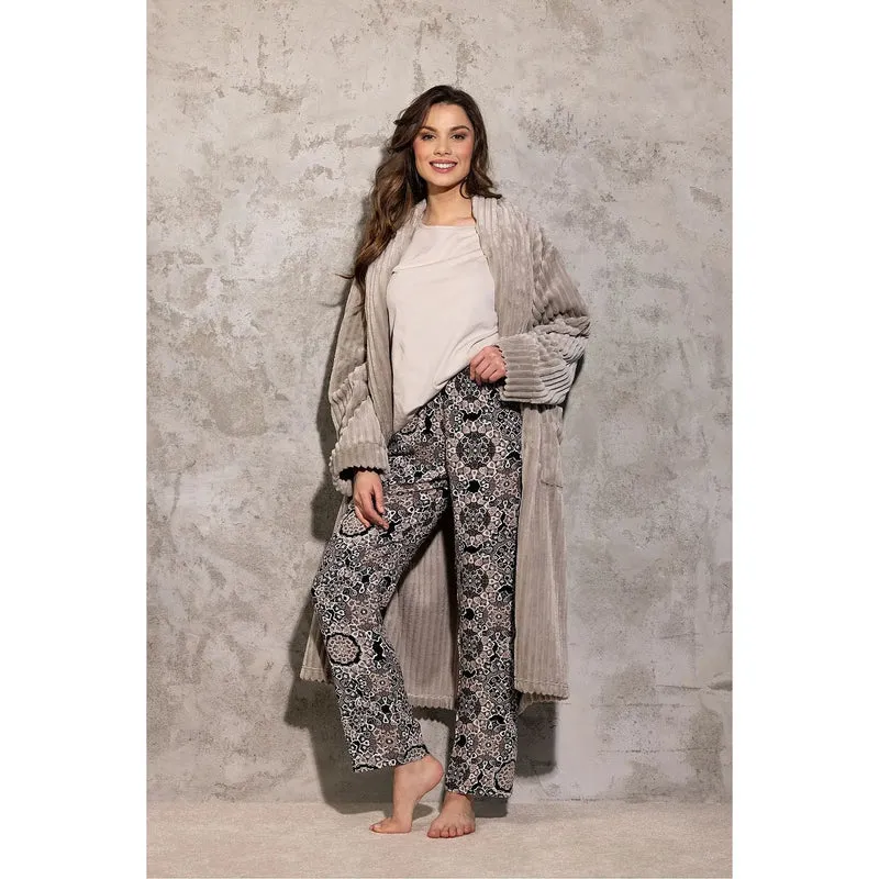 Pyjama élégante et confortable pour femme, ensemble 2 pièces, homewear doux, viscose, design floral, manches 3/4, taille élastique, idée cadeau intime