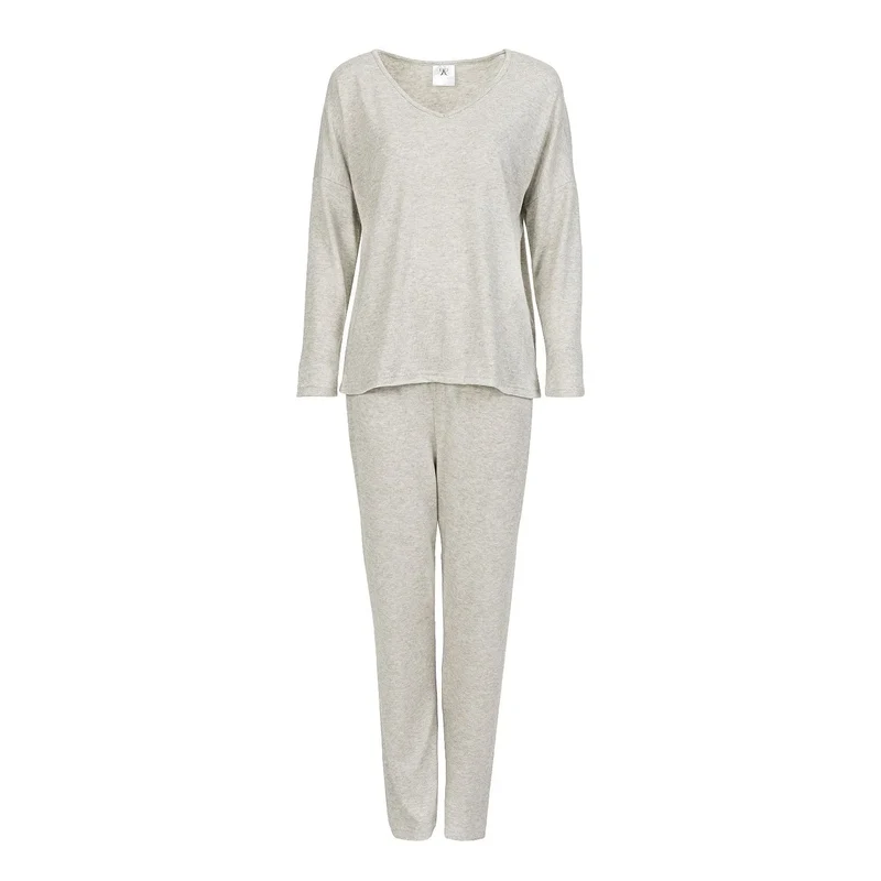 Pyjama femme 2 pièces design épuré confort maximal tissu doux coton allié silhouette élégante pantalon ajusté taille élastique loungewear