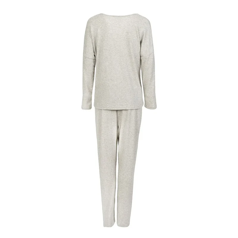 Pyjama femme 2 pièces design épuré confort maximal tissu doux coton allié silhouette élégante pantalon ajusté taille élastique loungewear