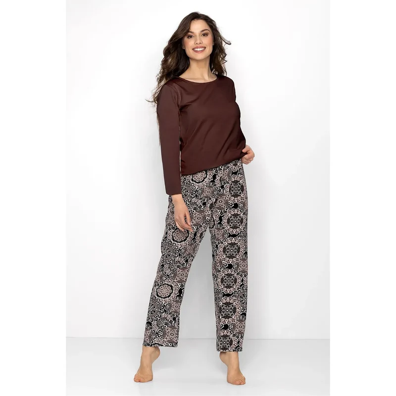 pyjama sexy femme élégance confort modèle manches longues décolleté semi circulaire tissu doux matelassé pantalon ample taille élastique respirant hypoallergénique
