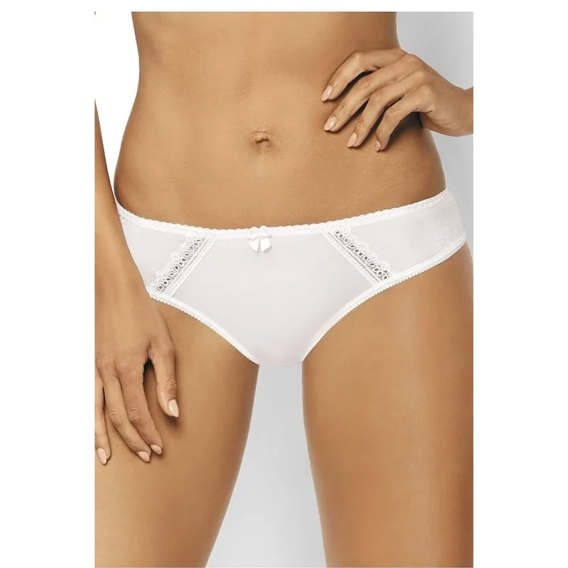 Strings élégants blancs broderie subtile nœud satin lingerie féminine confortable maintien sécurisant taille ajustée édition classique