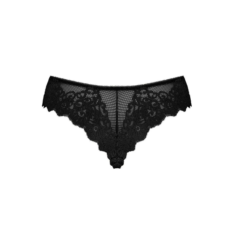 Culotte en dentelle noire transparente avec nœud décoratif lingerie érotique sexy féminine confortable taille ajustée dentelle florale polyamide elasthanne coton