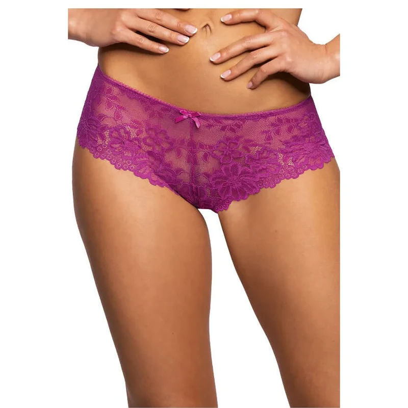 Shorty sexy en dentelle violette floral model 204153 Mat femelle couverture semi-complète hanches confortable élasthanne polyamide coton taille 36-44