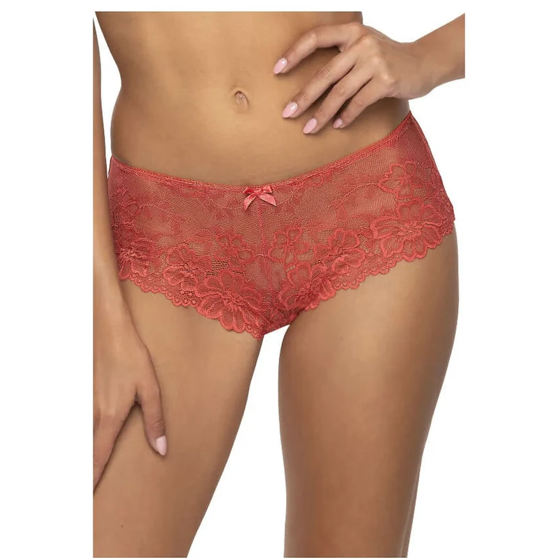 Shorts érotiques dentelle brique modèle 204151 mat lingerie sexy féminine gousset coton élasthanne polyamide tailles ajustable confort respirant séduisant