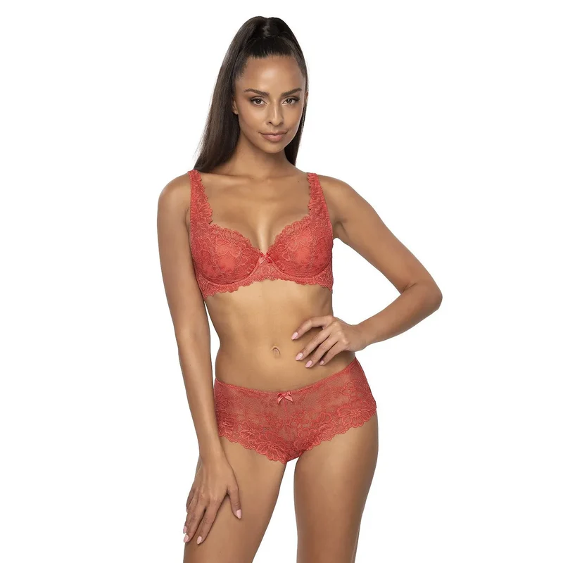 Shorts érotiques dentelle brique modèle 204151 mat lingerie sexy féminine gousset coton élasthanne polyamide tailles ajustable confort respirant séduisant