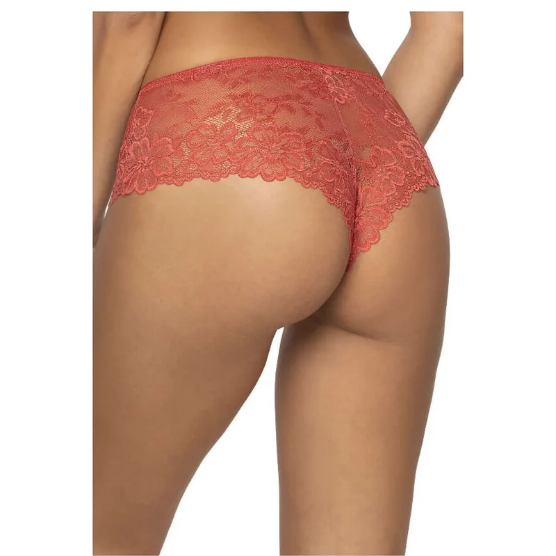 Shorts érotiques dentelle brique modèle 204151 mat lingerie sexy féminine gousset coton élasthanne polyamide tailles ajustable confort respirant séduisant