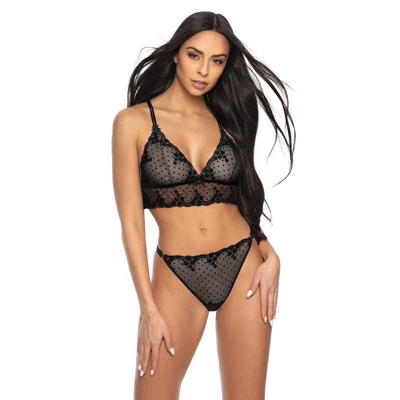string sexy dentelle tulle lanières élasthanne polyamide taille basse ajustement confortable silhouette élégante florale motif pois