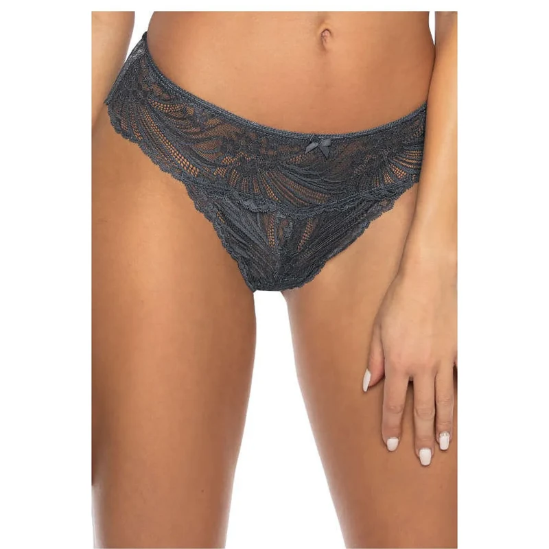 Strings de lingerie en dentelle grise, style échancré, confort élastique, taille 36-44, parfaite pour les occasions élégantes ou quotidiennes