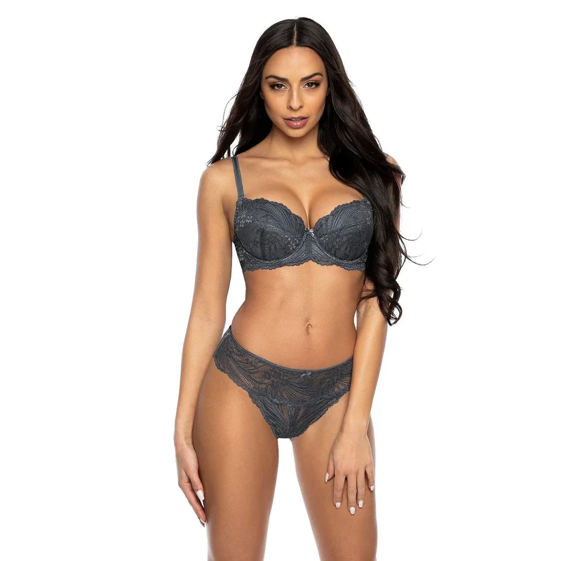Strings de lingerie en dentelle grise, style échancré, confort élastique, taille 36-44, parfaite pour les occasions élégantes ou quotidiennes