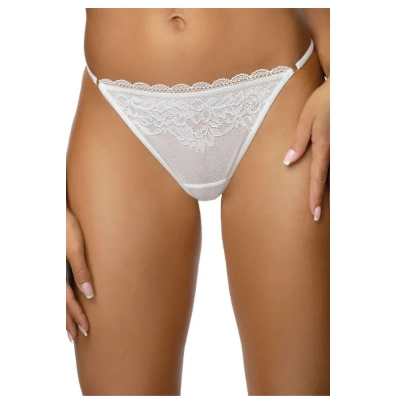 string Estelle sexy minimaliste dentelle résille lanières fines ajustement parfait seconde peau coton élasthanne polyamide blanc noir confortable lavable machine