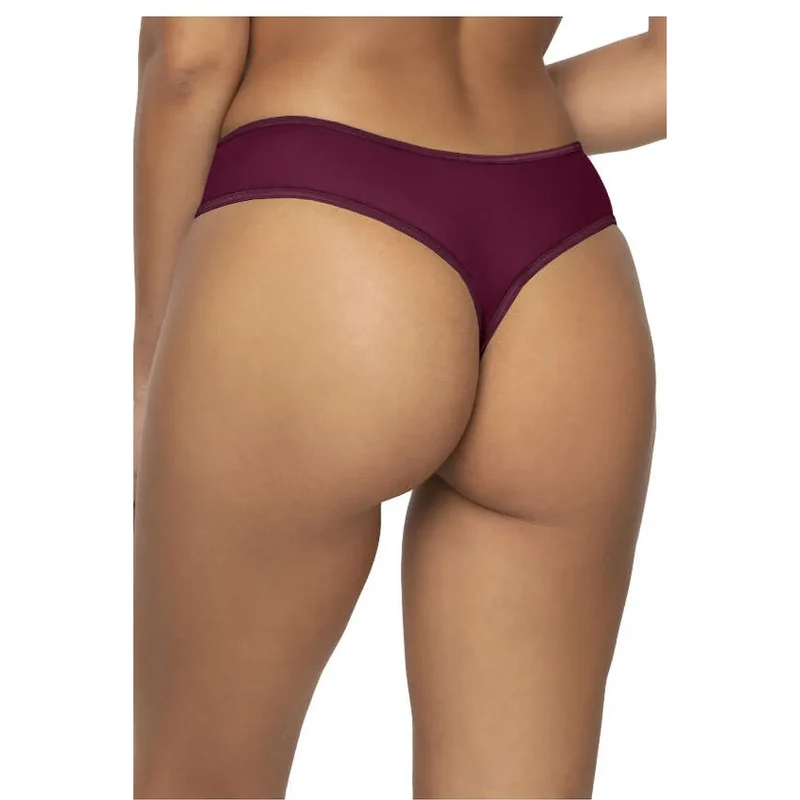 string féminin élégant séduisant dentelle nœud décoratif beige pourpre côtés transparents élastique coton élasthanne polyamide confort tailles 36 44
