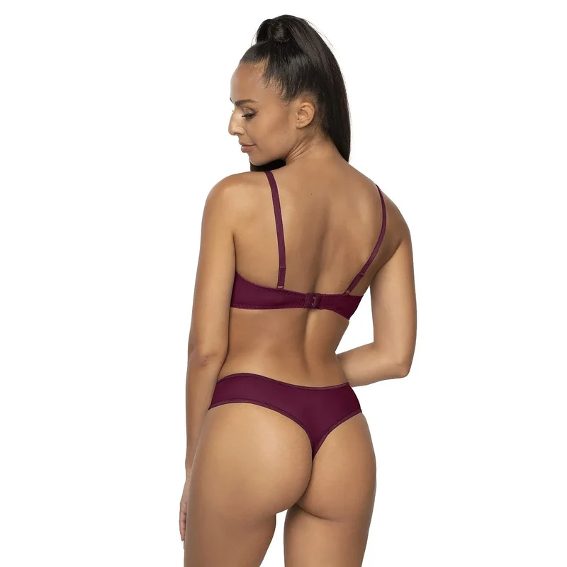 string féminin élégant séduisant dentelle nœud décoratif beige pourpre côtés transparents élastique coton élasthanne polyamide confort tailles 36 44