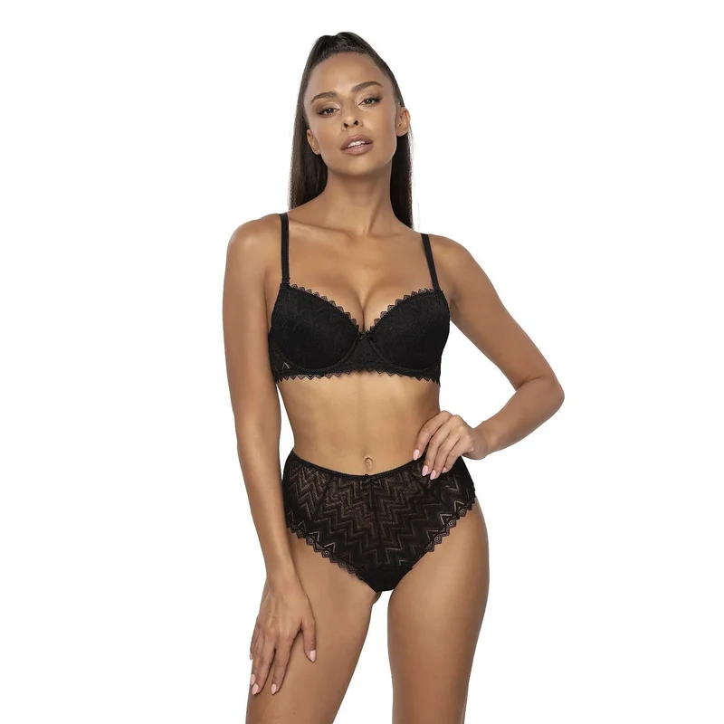 String dentelle noire motifs géométriques Elif S-3802/42 confort silhouette coton elasthanne polyamide tailles 36-38-40 lingerie érotique femme
