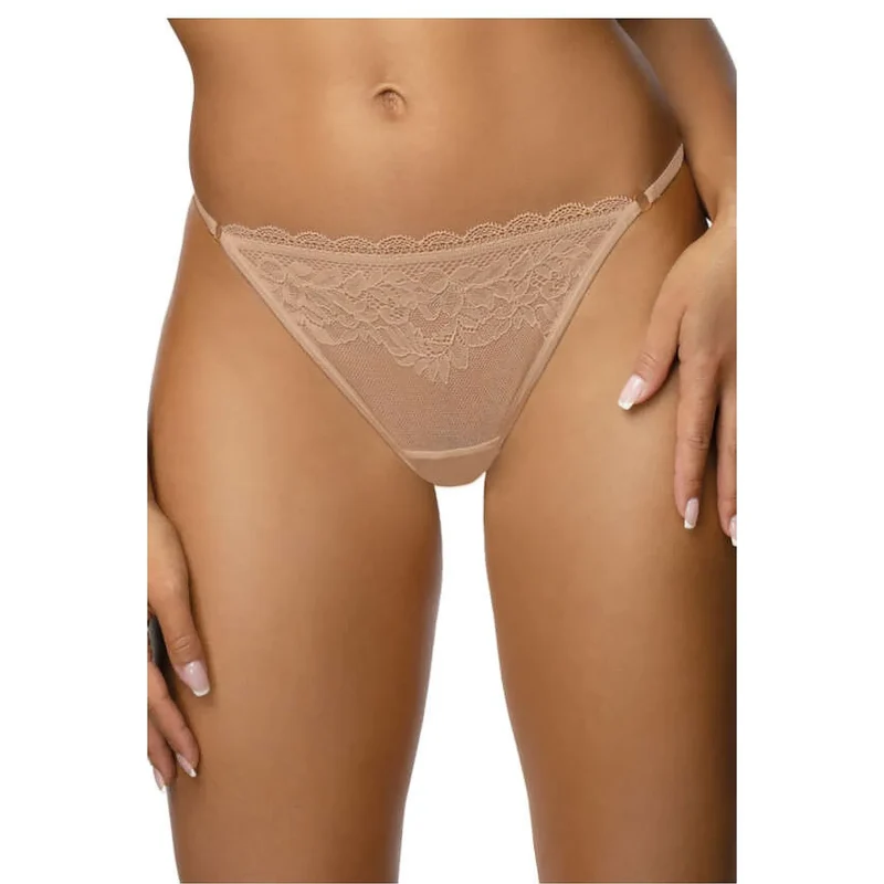 String Estelle dentelle minimaliste sexy ajustable confortable coton élasthanne polyamide maille respirante coloris chair discret tailles multiples