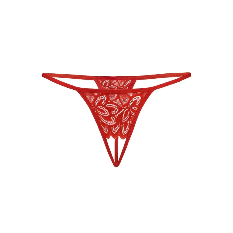String en Dentelle Teyli 199596 ouvert arrière floral rouge élégance sexy lingerie femmes ajustement confort