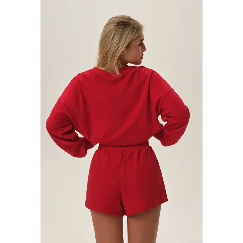 Pyjama femme doux coton 100% confortable chemise manches longues poche motif Noël shorts courts doublé en coton doux