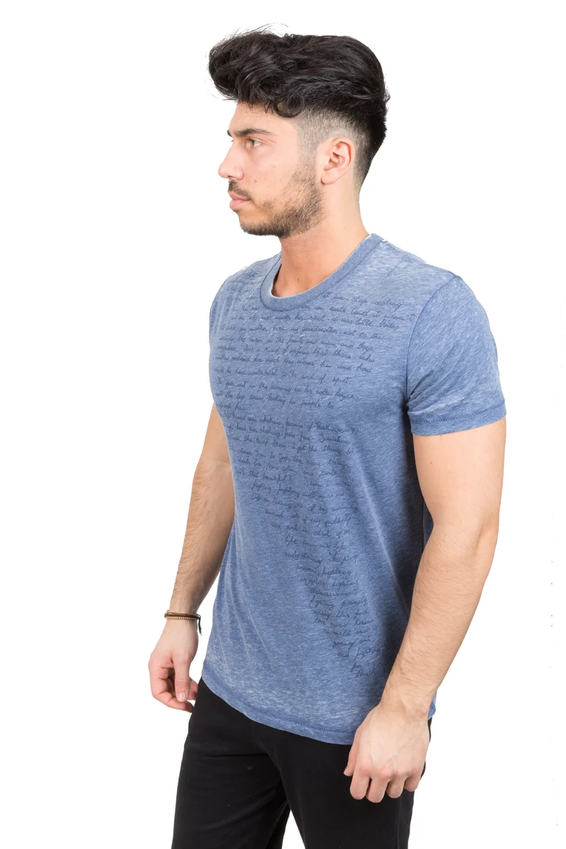 T-Shirt Uomo Fiammata Con Scritta