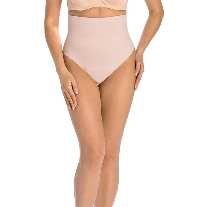 Strings gainant model 198113 Teyli culotte taille haute sans couture matière extensible beige lingerie sexy discrète maintien silhouette