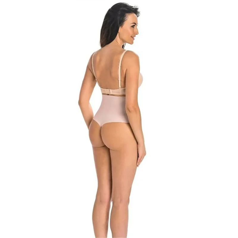 Strings gainant model 198113 Teyli culotte taille haute sans couture matière extensible beige lingerie sexy discrète maintien silhouette