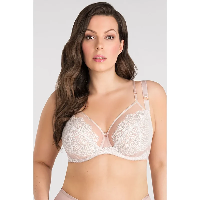 Soutien-gorge Gorsenia Soft Model 197796 beige dentelle maille ajustement parfait support mammaire romantique luxe lingerie féminine