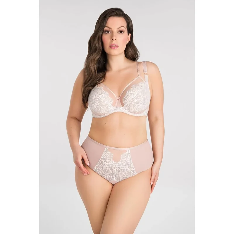 Soutien-gorge Gorsenia Soft Model 197796 beige dentelle maille ajustement parfait support mammaire romantique luxe lingerie féminine
