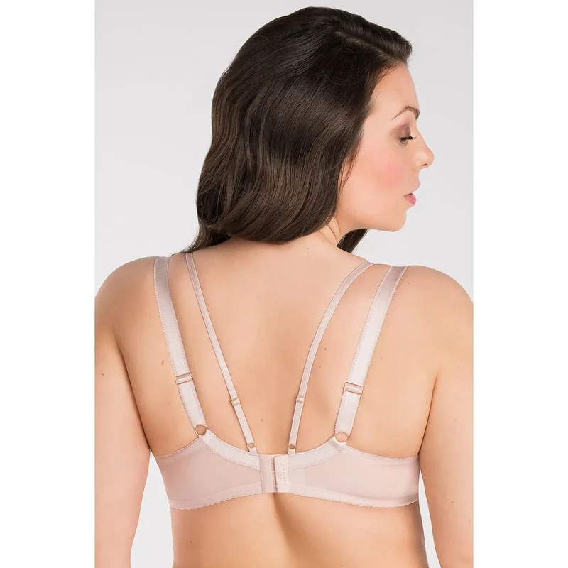 Soutien-gorge Gorsenia Soft Model 197796 beige dentelle maille ajustement parfait support mammaire romantique luxe lingerie féminine