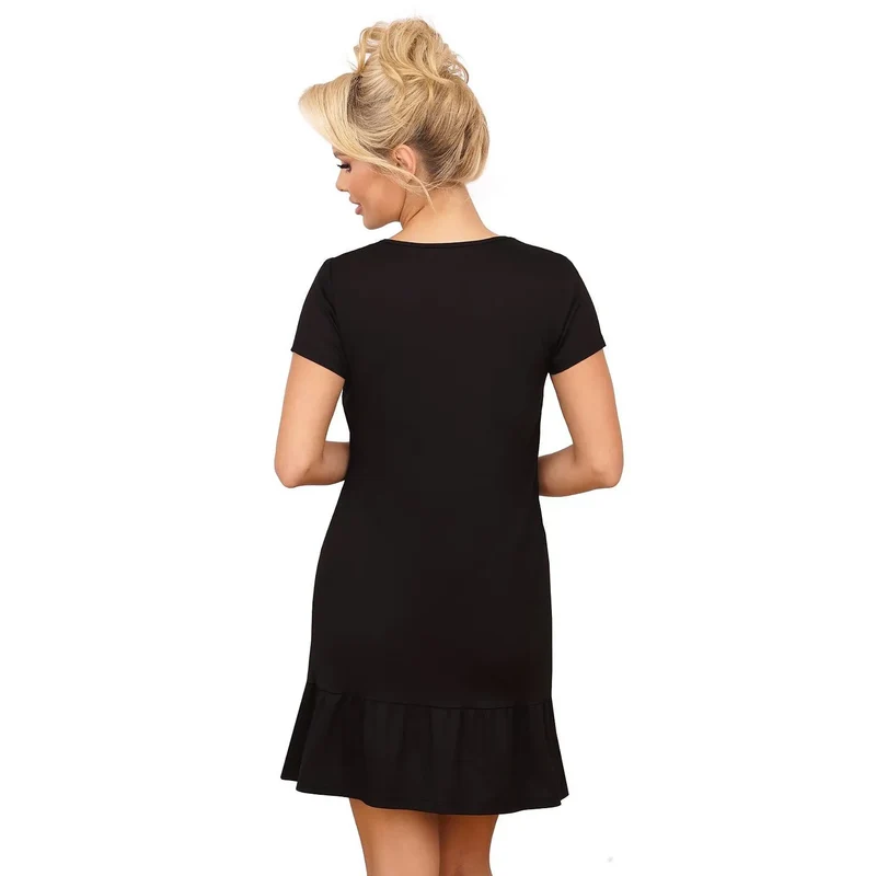 Chemise de nuit model 198747 Donna panthère print romantique V-neck manches courtes coton 100% taille ajustée