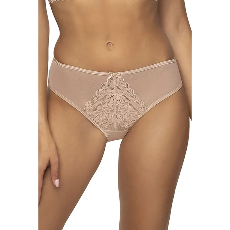 Strings Model 194653 Mat lingerie féminine dentelle floral culotte sexy nude satin nœud ajustement confort taille multiple discrétion