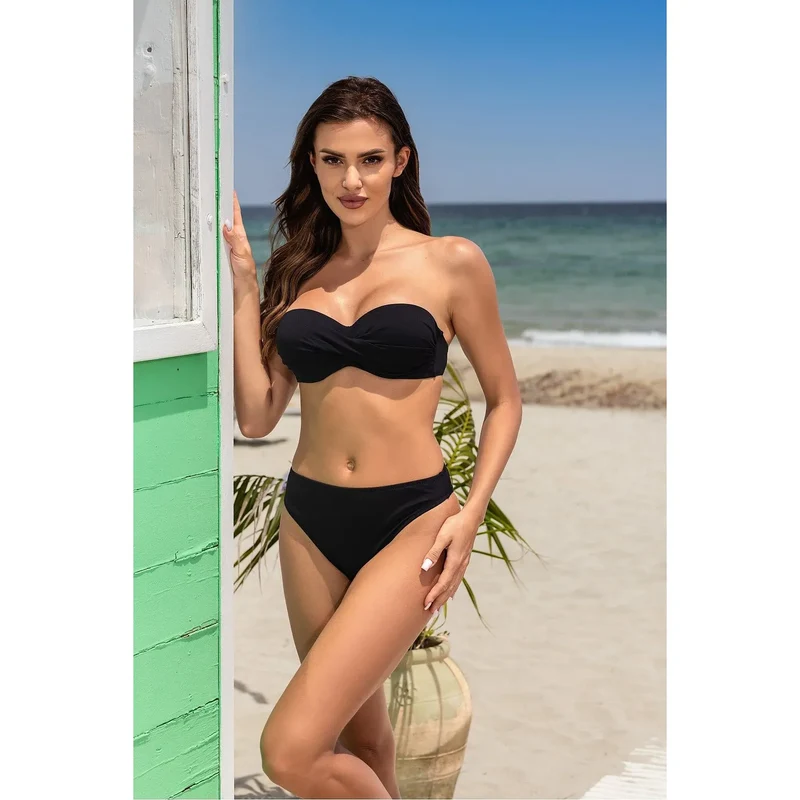 Maillot de bain deux pièces push-up effet push-up extraordinaire soutien-gorge rembourré armatures latérales classe élégance plage piscine Etna