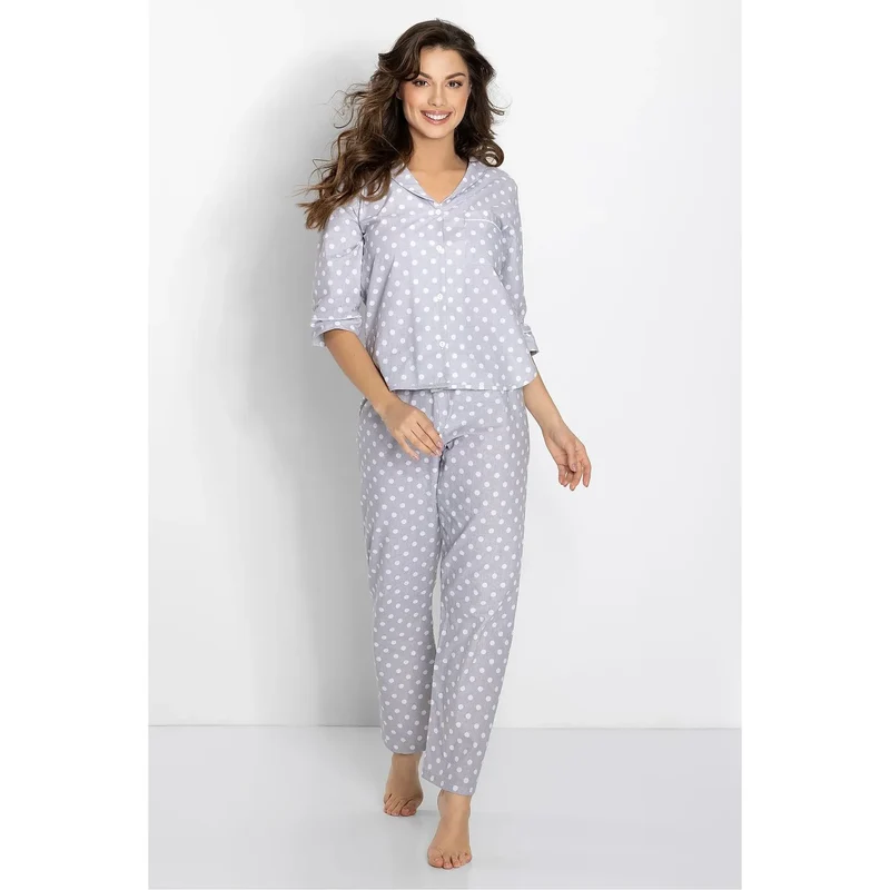 Pyjama érotique pour femme 100% coton doux chemise manches 7/8 boutons ajustables lingerie intime élégante confort nuits relaxation bien-être couple