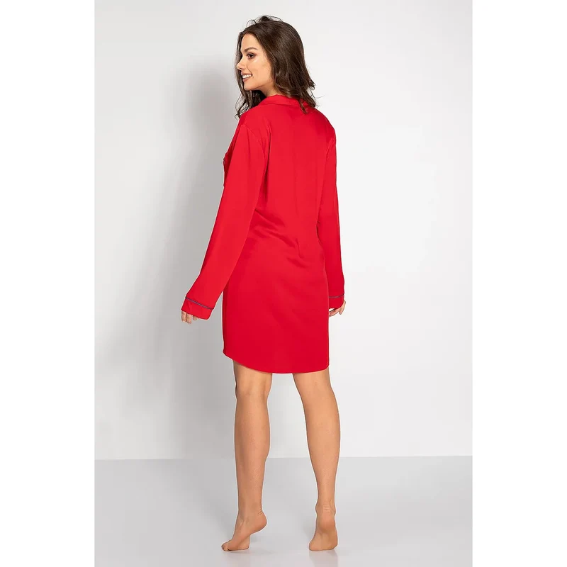 Chemise de nuit élégante en viscose douce fermeture boutons poche poitrine style lingerie romantique confort nuits froides