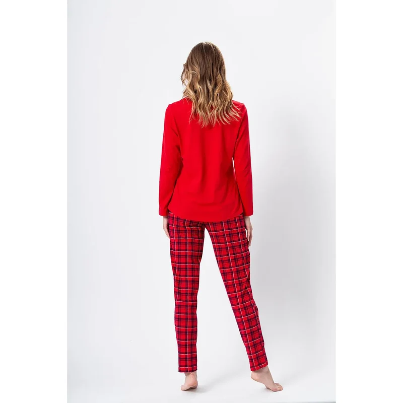 pyjama coton fin femme confort doux respirant manches longues pull imprimé pantalon carreaux rouge noir sexy romantique cocooning élégant