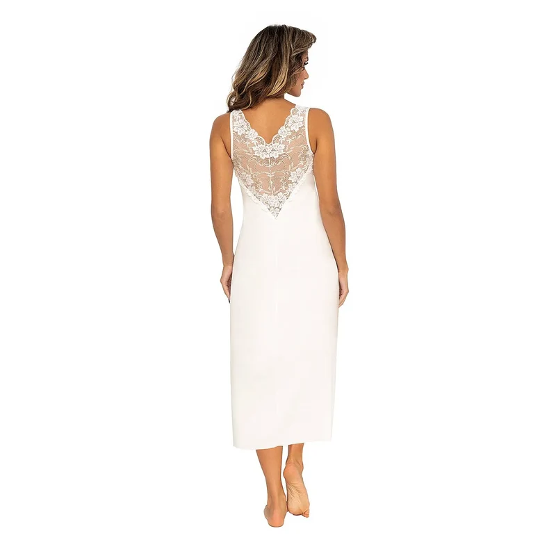 Chemise de nuit model 188982 Donna - Lingerie élégante dentelle satin soie Bardot nuageuse femme intemporelle romantique