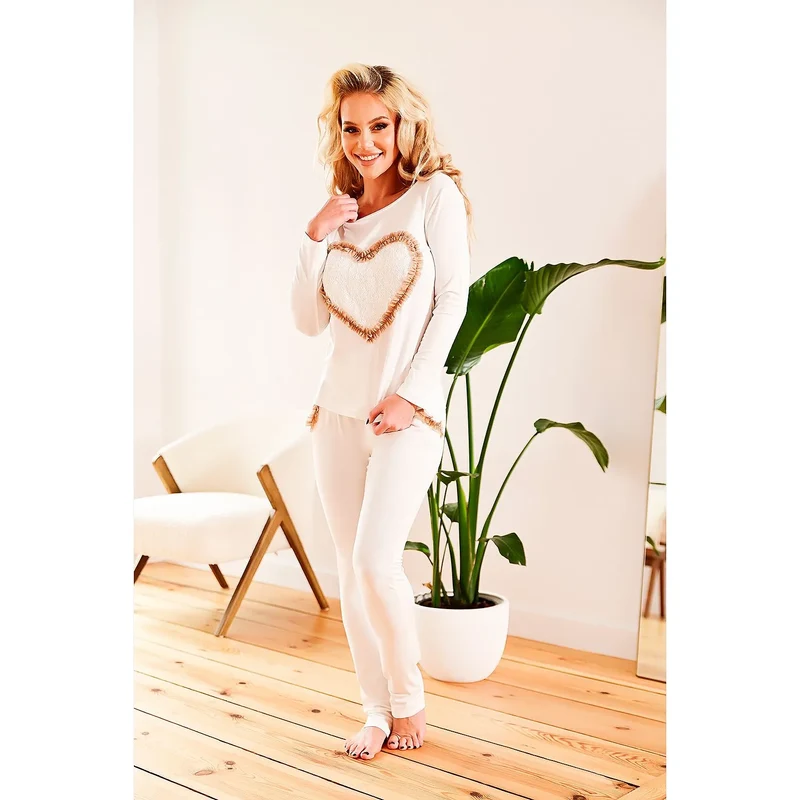 Pyjama féminin en viscose 187024 Kalimo lingerie confortable style cœur ruffles tissu doux idéal détente maison cadeau emballage élégant