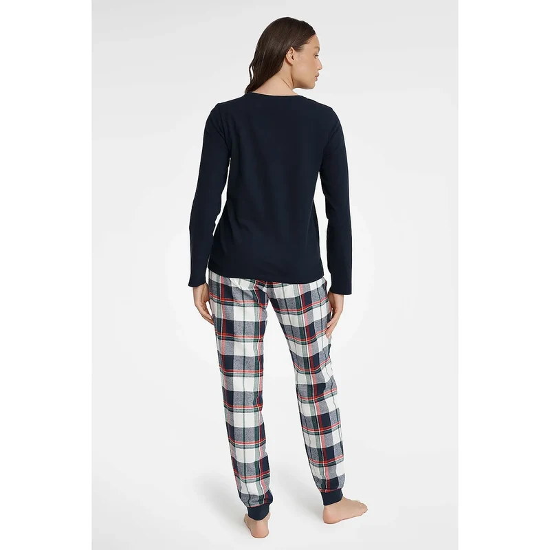 Pyjama femme confortable coton 100% style mode élégant chemisier manches longues pantalon amples taille élastique