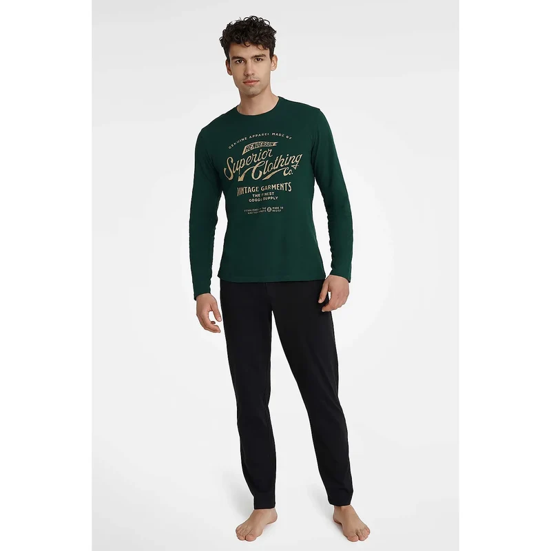 Pyjama homme Henderson coton 100% longues manches pantalon élastique Taille M L XL XXL confort intime lingerie cosy